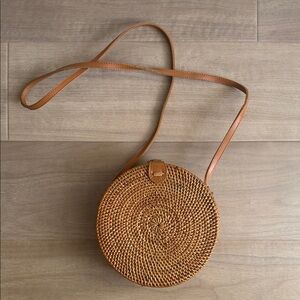 Woven Round Crossbody Bag - Tan